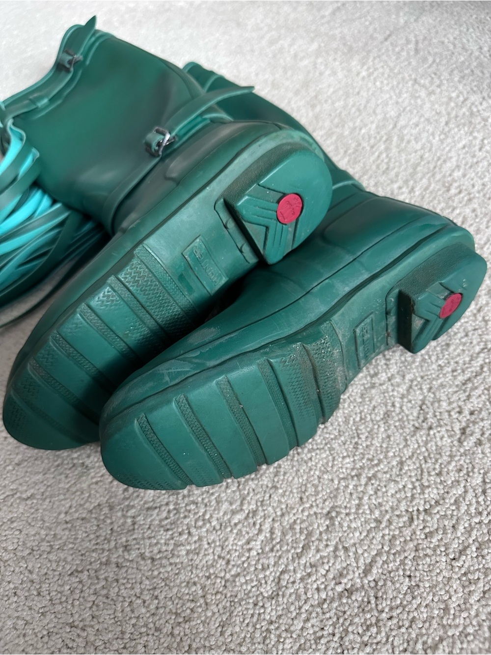*rare* Hunter Green Tall Rain Boots with Tassles - Picture 7 of 11